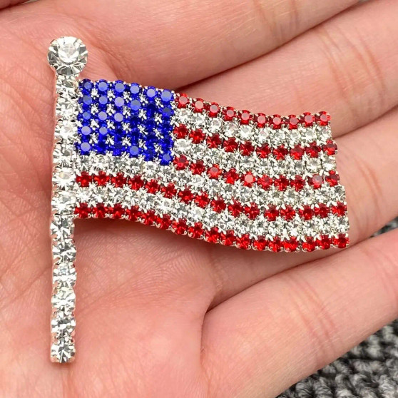 American Flag Rhinestone Pin 250th Anniversary July 4th 