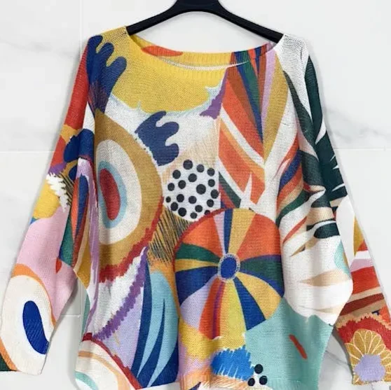 Loowie Abstract Multi Color Mid Century Modern  One Size