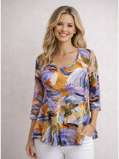 Floral Round Neck Kamana Top