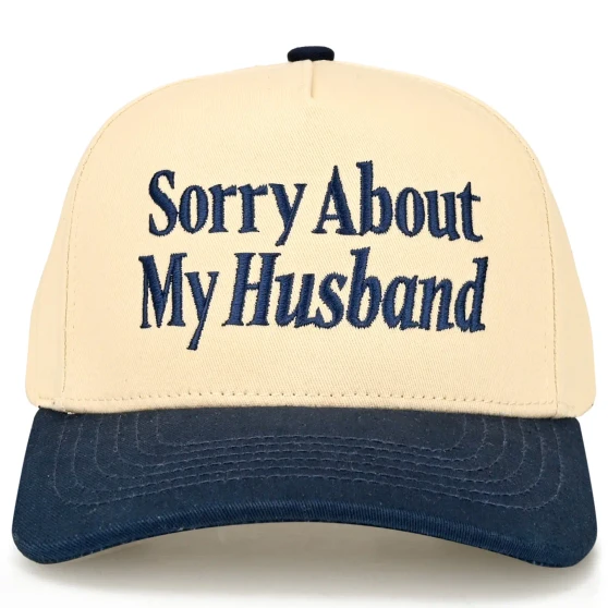 CC Baseball Trucker Cap Navy Cream Adjustable Sorry About My Husband