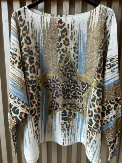 Loowie One Size Leopard Blue Top Made in Italy