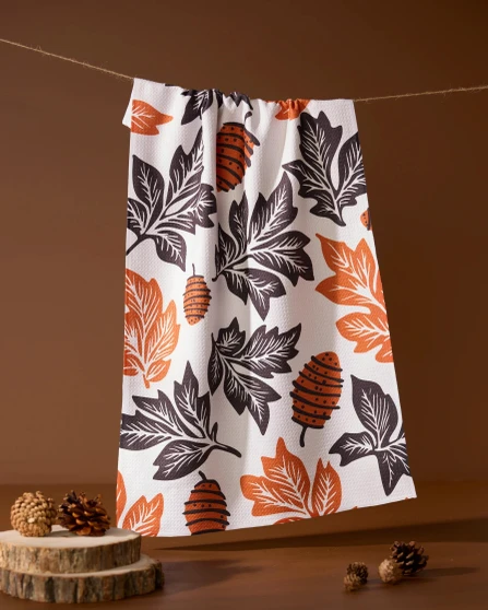 Geometry Kitchen Dish Towel Woodland Fall Leaves