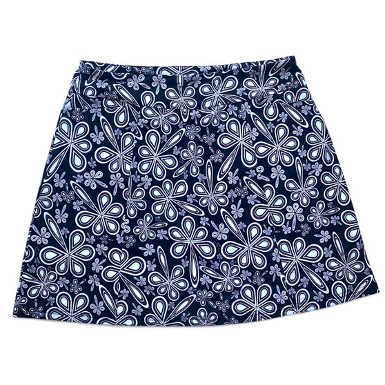 LuLu B Beachtime Skort Phone Pocket Black Retro Flower