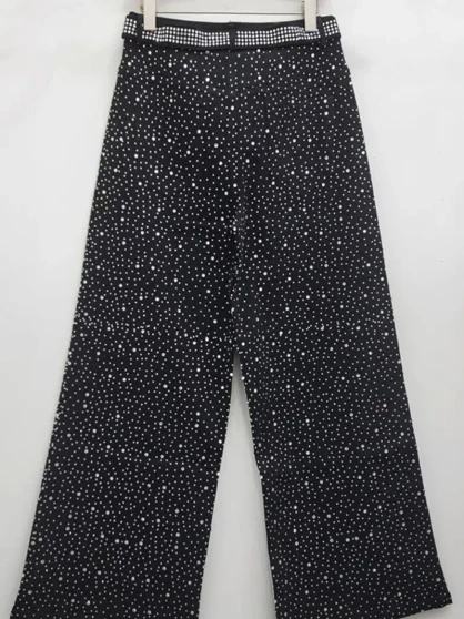 Rhinestone Jean Style Straight Leg Holiday Party Jeans Black