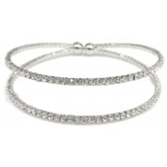 Bracelet, Rhinestone 2-Strand Silver