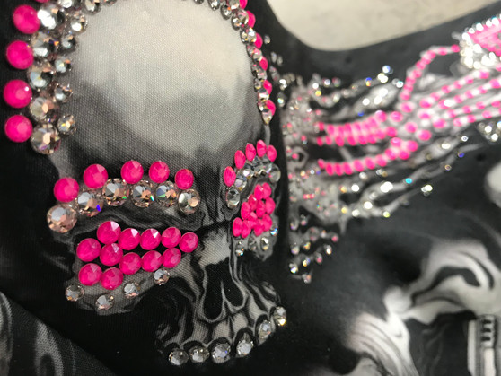 Bandana, Skull Flames Skeleton Guns Neon Pink FREE SHIPPING