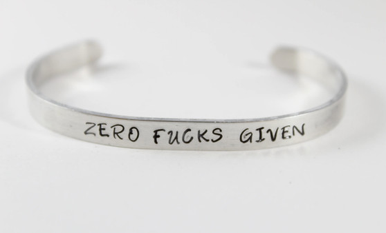 Bracelet, Cuff Aluminum Zero Fucks Given