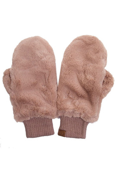 Mittens Faux Fur Fold Over Finger Access CC Mocha