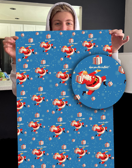 Wrapping Paper, Christmas Santa Hope You Like Bullshit Christmas COMES FOLDED