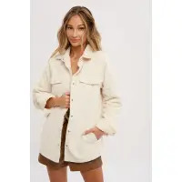 2 larges Left Shacket, Corduroy Lined Ivory Pockets