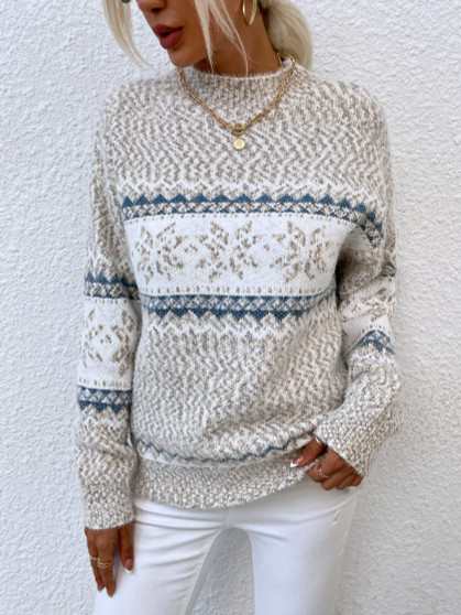 Sweater, Snowflake Taupe Super Soft