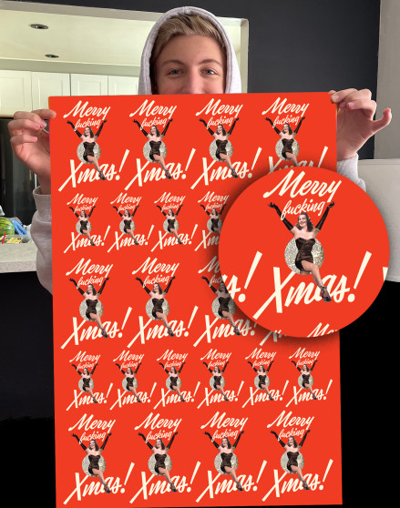 Wrapping Paper, COMES FOLDED Christmas Merry Fucking XMas