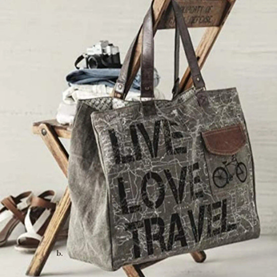 Purse, Tote Canvas Live Love Travel