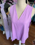 LuLu B Sleeveless V Neck Top Flared Lilac Coolant Fabric 