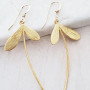 Earrings, 16k Gold Dipped Leaf Feather Wing 