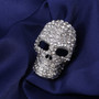 Pin, Skull 3D Silver Rhinestone