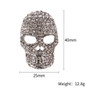 Pin, Skull 3D Silver Rhinestone