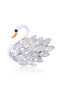 Pin, Broach Swan Rhinestone White Bird