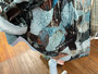 Top, 2 smalls left Turtleneck Loose Abstract High Low Grey Teal Multi