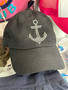 Baseball Trucker Cap, Anchor Rhinestone Black
