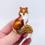 Pin, Broach Pendant Loop For Necklace Fox Golden