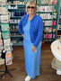 LuLu B Linen Jacket Blue, 2 Inside Phone Pockets & 2 Side Pockets LuLu B 
