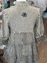 Young Threads Embroidered Gathered- Waist Blouse in Gravel 