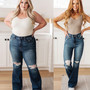 Jeans, Judy Blue Control Top Distressed Flare High Rise