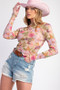 Top, Mesh Floral Blush Lavender 