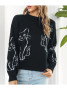 Sweater Cat Black Knit Double Sided Cats