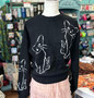 Sweater Cat Black Knit Double Sided Cats