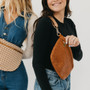 Purse, Sling Crossbody Bum  Hobo Checkered Black Woven Vegan Leather