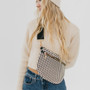 Purse Sling Crossbody Bum Hobo Woven Black Woven Ecru Checkered Vegan Leather  Purse Sling Crossbody Bum Hobo Woven Black Woven Ecru Checkered Vegan Leather