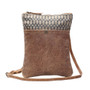 Purse, Myra Crossbody Shoulder Honeycomb Leather Canvas