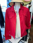 LuLu B Red Frayed Linen Jacket 