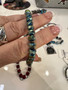 Bracelet, Stretch Faceted Glass Bead Greens Iridescent  Bracelet, Stretch Faceted Glass Bead Greens Iridescent