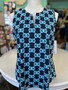Top, Sleeveless Key Hole SPF 50 Coolant Fabric LuLu B Navy Circles