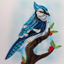 Card, Greeting Birthday Retirement Blue Jay Bird Quilling Card, Greeting Birthday Retirement Blue Jay Bird Quilling