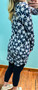 LuLu Beachtime Top Tunic Sheer Under Sleeves Thumbholes Navy Palm Tree