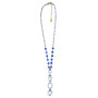 Necklace, Glass Beads Clear Pendant Drop Navy Blue