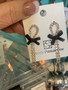 Earrings, Rhinestones Black Bow