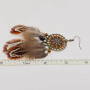Earrings, Feather Brown Brass Tone 