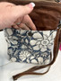 Purse, Crossbody Shoulder Blue Canvas Front Zip Pocket Backside Zip