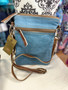 Purse, Crossbody Shoulder Blue Canvas Front Zip Pocket Backside Zip