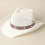 American Flag Rhinestone Band White Cowboy Hat  250th Anniversary July 4th Patriotic
