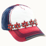 Baseball Trucker Cap, Bejeweled Rhinestone Red White Blue