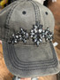 Baseball Trucker Cap, Bejeweled Rhinestone Vintage Black