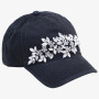 Baseball Trucker Cap, Bejeweled Ponytail Messy Bun Rhinestone Floral Black