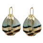 Earrings, Feather Denim Blue Cream Black Earrings, Feather Denim Blue Cream Black