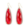 Earrings, Cubic Zirconia Crystals 14k Gold Plated Brass Red